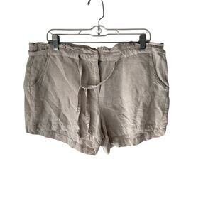 Life in Progress Linen Blend Paperbag Waist‎ Shorts Beige Size Large